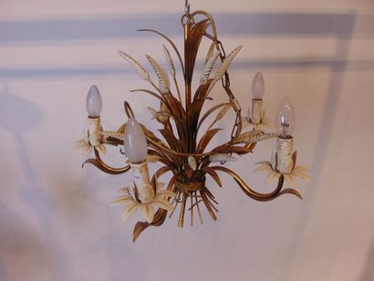 Lustre en gerbe de blé à cinq bras de lumière,...
