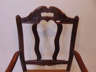 Fauteuil paillé à dossier ajouré, travail...