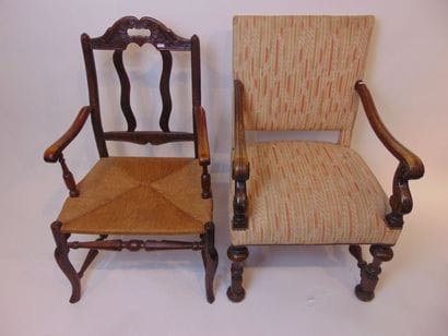 Fauteuil paillé à dossier ajouré, travail...