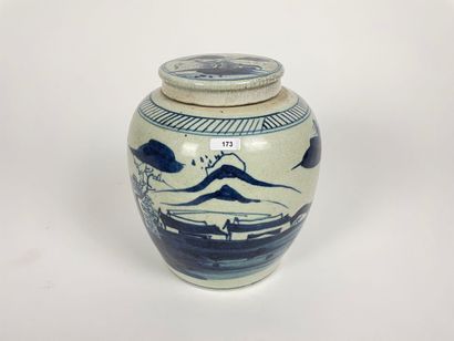 CHINE
Ginger pot with blue and white Swatow-type...