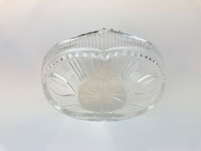 Oval basket, XXth, cut crystal, l. 26 cm...