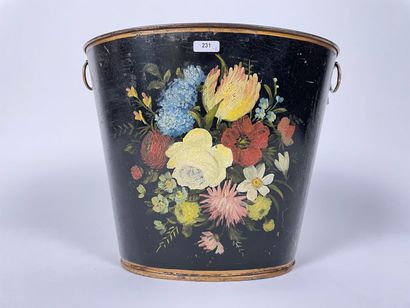 Oval basket and small rectangular table with...