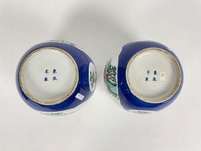 CHINE
A pair of ginger pots with floral decoration...