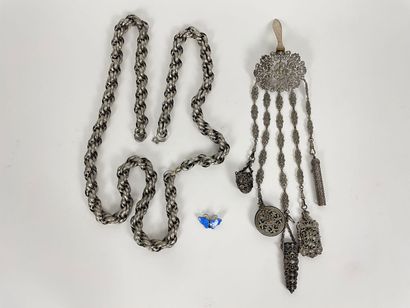 Lot of three costume jewelry (chatelaine,...