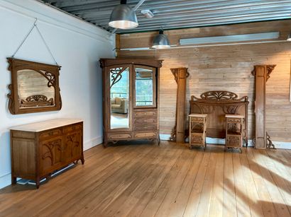 Art Nouveau period bedroom, circa 1900, molded...