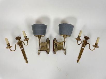 Pair of Louis XVI style sconces with two...