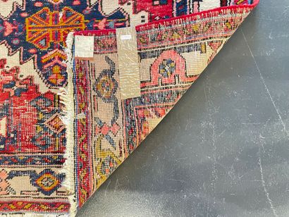 Old Persian gallery carpet with medallions...