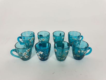 Liqueur service with polychrome floral decoration...