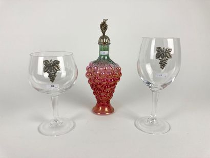 Two large glasses decorated with a pampre...
