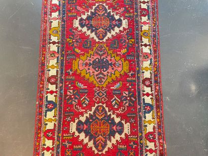 Old Persian gallery carpet with medallions...