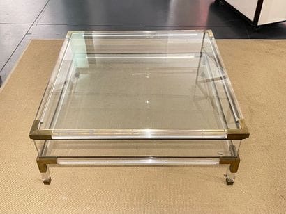 Large vintage square coffee table, circa...