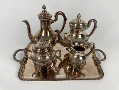 Neoclassical quadripod coffee and tea tray,...