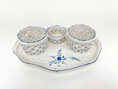An oval oil cruet with a twig decoration...