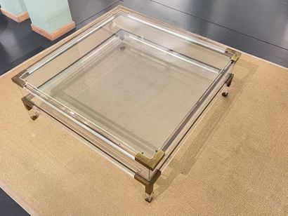 Large vintage square coffee table, circa...