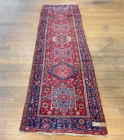 Old Persian gallery carpet with medallions...