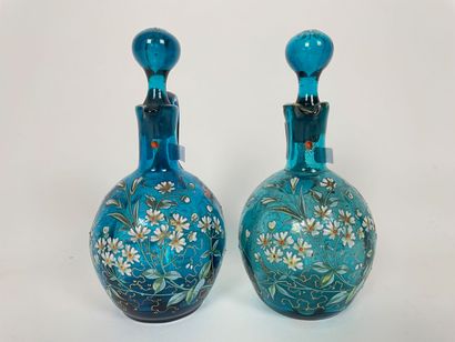 Liqueur service with polychrome floral decoration...