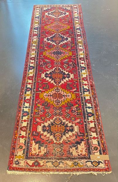 Old Persian gallery carpet with medallions...