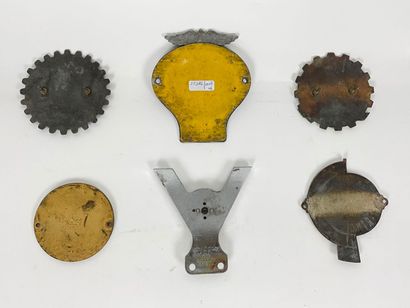 Collection of six automobile badges [alterations...