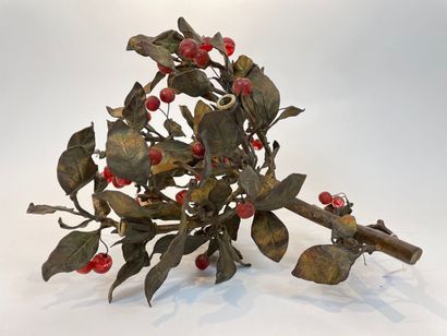 Small cherry branch chandelier with six lights,...
