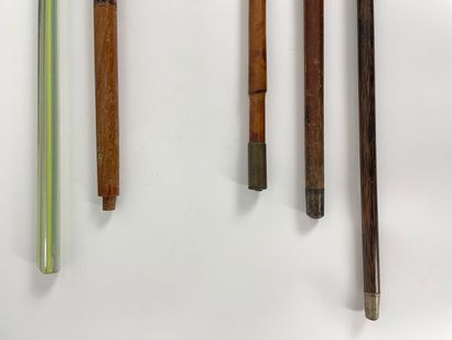 Lot of five antique canes, one of which is...