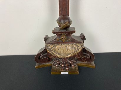Crucifix baroque, XIXe, bois sculpté et laqué,...