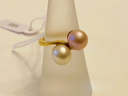 Bague Toi & Moi en or jaune (750 millièmes)...