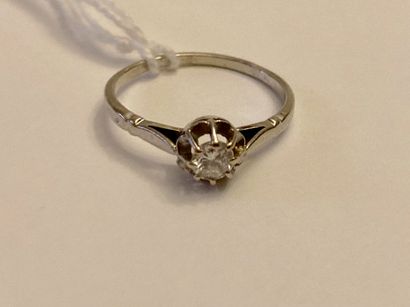 Bague-solitaire en or blanc (750 millièmes)...