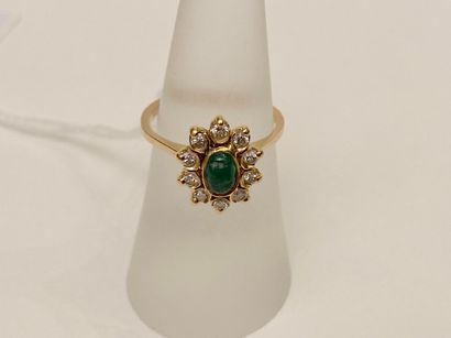 Bague en or jaune (750 millièmes) sertie...