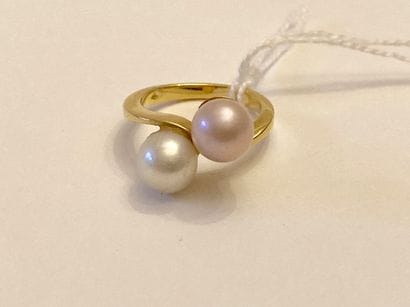 Bague Toi & Moi en or jaune (750 millièmes)...
