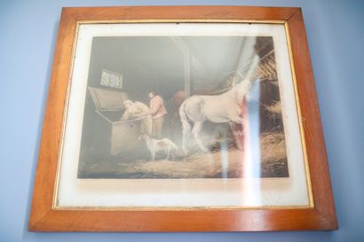 Deux paires d'estampes équestres de charme,...