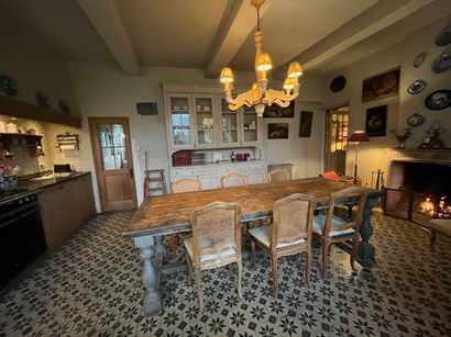 Large charming patinated wood table, 79x259x99...