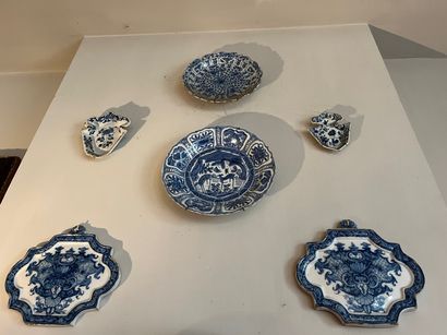 NETHERLANDS, DELFT, set of four antique wall...