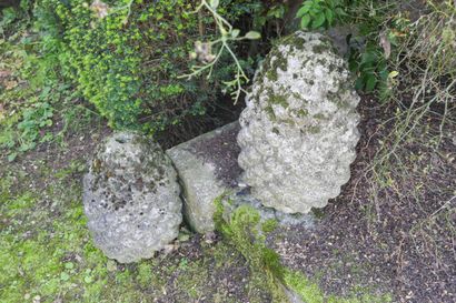 Deux pommes de pin, ht +/- 63 cm (altéra...