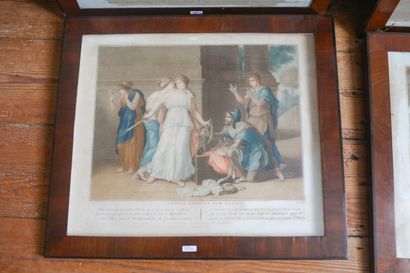 Suite de quatre estampes rehaussées 