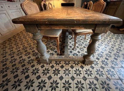 Large charming patinated wood table, 79x259x99...