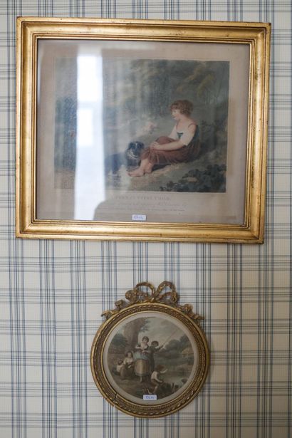 Deux paires de lithographies, XIXème, 