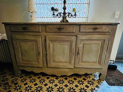 Antique sideboard in patinated wood with...