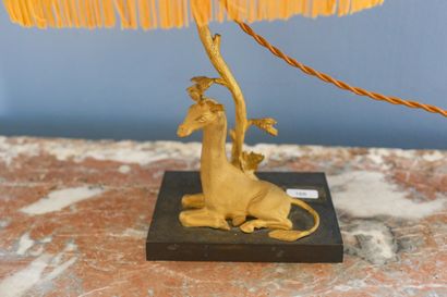 Lampe de chevet à la girafe en bronze doré,...