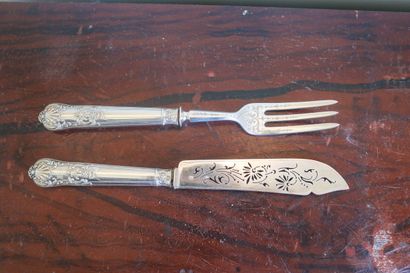 Couverts à poisson en argent, XIXème, poinçon...
