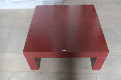 Table basse moderne en bois bordeaux, 32x70x70...