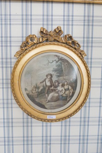 Deux paires de lithographies, XIXème, 