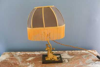 Lampe de chevet à la girafe en bronze doré,...
