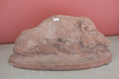 Sanglier en pierre reconstituée patinée,...