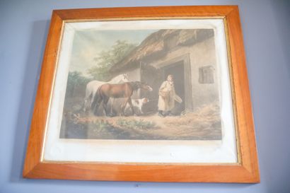 Deux paires d'estampes équestres de charme,...