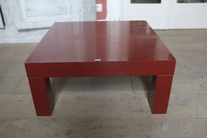 Table basse moderne en bois bordeaux, 32x70x70...