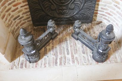 Paire de chenets, XIXème, Napoléon III, décor...