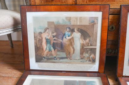Suite de quatre estampes rehaussées 