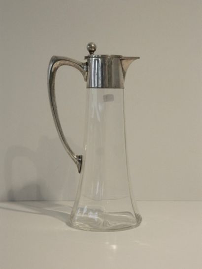 Carafon couvert, XXe, cristal taillé, monture...