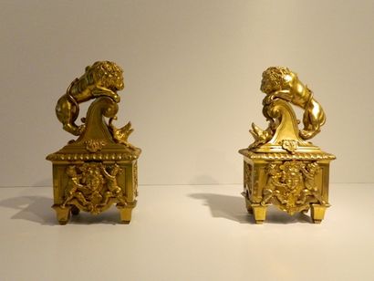 Importante paire de chenets d'époque Régence...