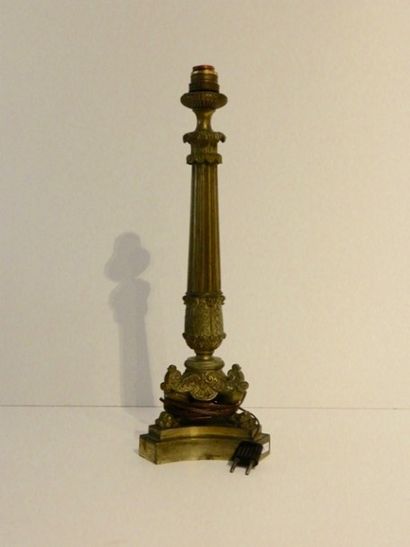 Pied de lampe de style Empire, XIXe, bronze...